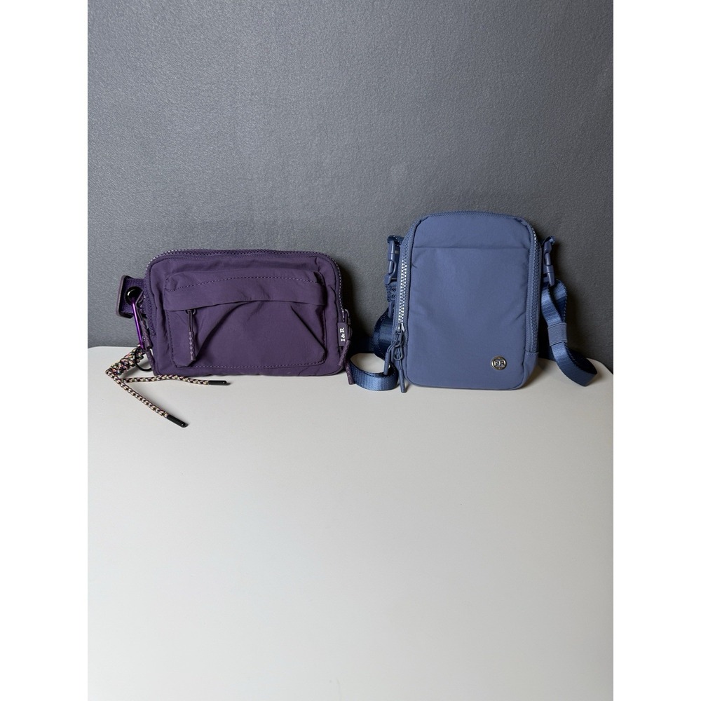 Iris & Rainbow Multi Pocket Plum Purple and Multi Use Ash Blue Crossbody Bags
